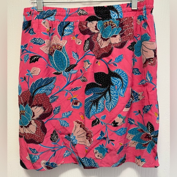 Loft Floral Pink and Blue Drawstring Skirt Size Medium - Picture 2 of 3